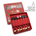 6-piece gold stainless steel Christmas spoon and fork set with Santa in a red gift box - Gold Figure A Spoon/Fork 6pcs Xmas Red Box