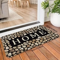 Stone pattern home mat with HOME lettering measuring 80cm by 50cm on wooden deck - Style 5