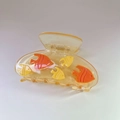 Cute translucent orange hair claw clip with vibrant tropical fish patterns for summer - Orange Flatfish / 8.3cm*4.5cm