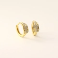 Elegante vergoldete Ohrringe in Blattform mit Mikro-Zirkonia und S925 Silberbasis - 925er Silber / Gold