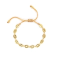 Bracelet à maillons grain de café doré avec cordon tressé réglable pour un style minimaliste - Style Museau de Porc Grain de Café Or