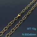 Gold-tone metal O-chain necklace 800x6mm size with lobster clasp 10g weight - Gold Textured Necklace (KN197678-Z)