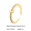 Minimalist 14K gold plated adjustable ring with zircon inlay and letter L design - Letter L