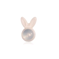 Cream-white rabbit ear earring back featuring a translucent round bead accent - Little Rabbit White
