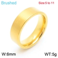 Anillo de acero de titanio dorado cepillado de 6 mm de ancho tallas 5-11 unisex - US 10 / Dorado Cepillado (KR104646-WGDG)