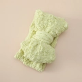 Pale yellow bow headband for babies made of textured seersucker bubble fabric - Apple Green