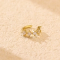 Gold plated S925 silver ear cuff featuring five square-cut sparkling zircons - 925 Silver / Gold