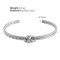 Bracciale rigido con nodo intrecciato in argento e acciaio inossidabile stile francese - Argento Intrecciato