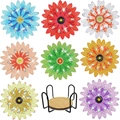Set of 8 sunflower diamond painting coasters in various colors with black metal holder - Flower (BD012)