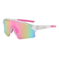 Lunettes de cyclisme sport avec verres arc-en-ciel et monture givrée transparente - Monture Transparente Verre Rose Violet