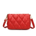Chic red quilted cotton square crossbody bag with gold hardware and adjustable strap - Red