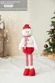 Mittlerer weißer Plüsch-Schneemann mit Teleskopbeinen und rotem gepunktetem Hut - Schneemann (Mittel)