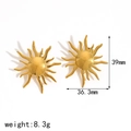 Vintage stainless steel sun earrings for women with detailed 39mm size and weight specs - Hollow Sun Style-Gold (TE60001-G)