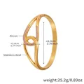 Gold stainless steel irregular crossover bangle with pink zircon stones and measurements - ID 6.0cm/W 2.0cm / Gold White Zircon Horseshoe