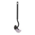 Grey long-handled toilet brush with curved dual-color bristles for bathroom cleaning - Dark Gray