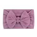 Lilac purple baby headband with soft ribbed nylon fabric and a large hand-knotted bow - Taro Purple