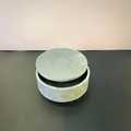 Round mint blue velvet jewelry storage box with a removable lid and soft texture - Medium Round Box - Gray