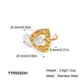 Detailed dimension guide for a golden stainless steel bow ring with white pearl - Hammered Irregular Pearl Style (YYR025241)