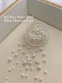 Mix of 02# cream and mermaid white pearls in various sizes for nail art and DIY decor - Pearl White Mermaid Beads Mixed approx 3g Boxed [Creamy White]