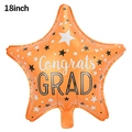 18 inch orange star shaped graduation balloon with Congrats GRAD print and stars - 18 Inch Graduation Orange Star Balloon