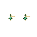 Pendientes de trébol en plata S925 con piedras verde esmeralda y acabado dorado - Oro (Modelo C)