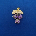 DIY golden grape pendant with purple teardrop gemstones and crystal inlaid leaves - Purple Grape Shape Gold Pendant (738)