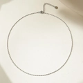 Sleek silver oval bead necklace in stainless steel with adjustable lobster clasp - Steel Color Necklace#1.5mm Small