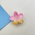 Pink and yellow gradient plumeria hair claw clip with a resin flower design for women - Frangipani Hair Clip / 4x3.6x2.6CM / Pink and Orange Gradient