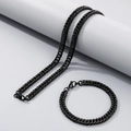 Ensemble collier et bracelet pour hommes en acier inoxydable noir mat gourmette - Bracelet 20CM / 7mm / Noir