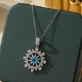 Collier avec pendentif soleil mauvais œil argenté et zircons brillants de haute qualité - A34 - Argent