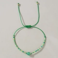 Pulsera de la amistad hecha a mano con cuentas verdes y cordón ajustable con oro - Ágata Verde Oscuro Trenzada