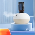 Spherical waterless essential oil diffuser in white and beige with peppermint oil bottle - Pink and White Patchwork 2-Mode Portable / 59.9
