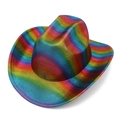 Western style rainbow striped cowboy hat with vibrant gradient and metallic finish - Style 6