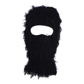 Schwarze Balaclava aus Kunstpelz bietet vollen Gesichtsschutz für den Winter draußen - Schwarz