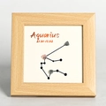 Aquarius zodiac wooden photo frame featuring natural healing crystal stones and design - Aquarius