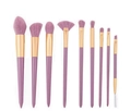 Set di 9 pennelli da trucco con manici viola e ghiere dorate per polvere e ombretto - Set da 9 Pezzi Patata Dolce Viola