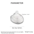 Pendentif en forme de coquillage en acier inoxydable mat pour création de bijoux - Forme de Coquillage (14x13mm) (KLJ6933-Z)