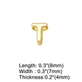 Detail view of gold letter T pendant showing dimensions 8mm length and 7mm width - Letter T