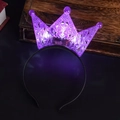 Purple LED light-up crown headband with hollow plastic design for birthday parties - Purple Hollow Crown