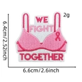 Pink ribbon breast cancer awareness embroidery patch with We Fight Together text - Style 19 (WE FIGHT TOGETHER)