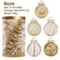 Set de 25 bolas de Navidad de 6cm doradas y transparentes con purpurina en tubo PVC - Pack de 25 / Platino