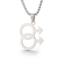 Minimalist silver stainless steel necklace with double male gender symbol pendants - Double Male Gender Symbol Style (KP100469)