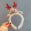 Christmas reindeer headband with brown plush deer head and red glitter antlers - Reindeer Headband
