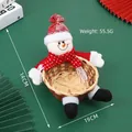 Christmas snowman bamboo basket with red plaid plush fabric for holiday candy storage - Snowman