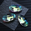 Oval AB crystal chandelier pendant with faceted cut glass for suncatchers - 48MM Oval Earring Shape / Rainbow AB