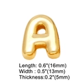 Detailed macro view showing the 16mm gold letter A bead with precise size dimensions - Gold A