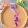 Fermaglio fiocco di paillettes viola per bambine con estensione capelli ricci sfumati 25cm - Pezzo Singolo / Viola