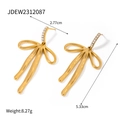 Goldene Schleifenohrringe mit funkelnden Strasssteinen aus 18k vergoldetem Edelstahl - Strass Schleife Stil (JDEW2312087) / Gold