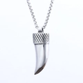 Modische Vintage Wolfszahn-Halskette aus silbernem Edelstahl mit feiner Gliederkette - Wolfszahn Anhänger (Kette nicht enthalten)(B1403)