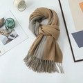 Knitted double-sided scarf in camel and gray colors with stylish fringe details - 200*68CM / Camel Gray